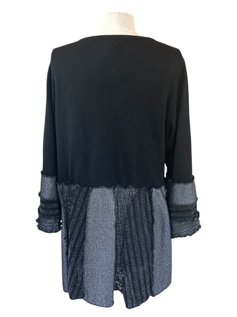 Size 1X Black & Silver Patchwork Cardigan image 5
