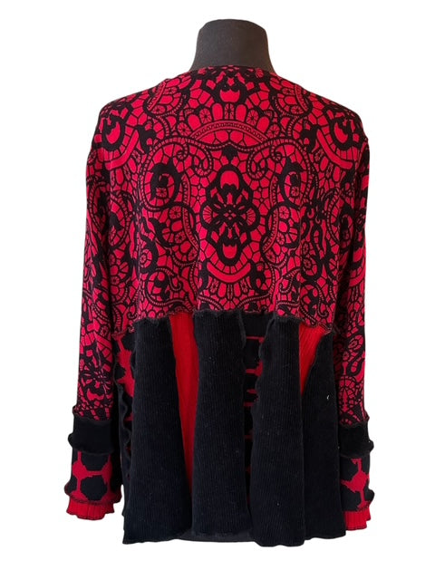 Size XXL/1X Red & Black Patchwork Sweater image 2