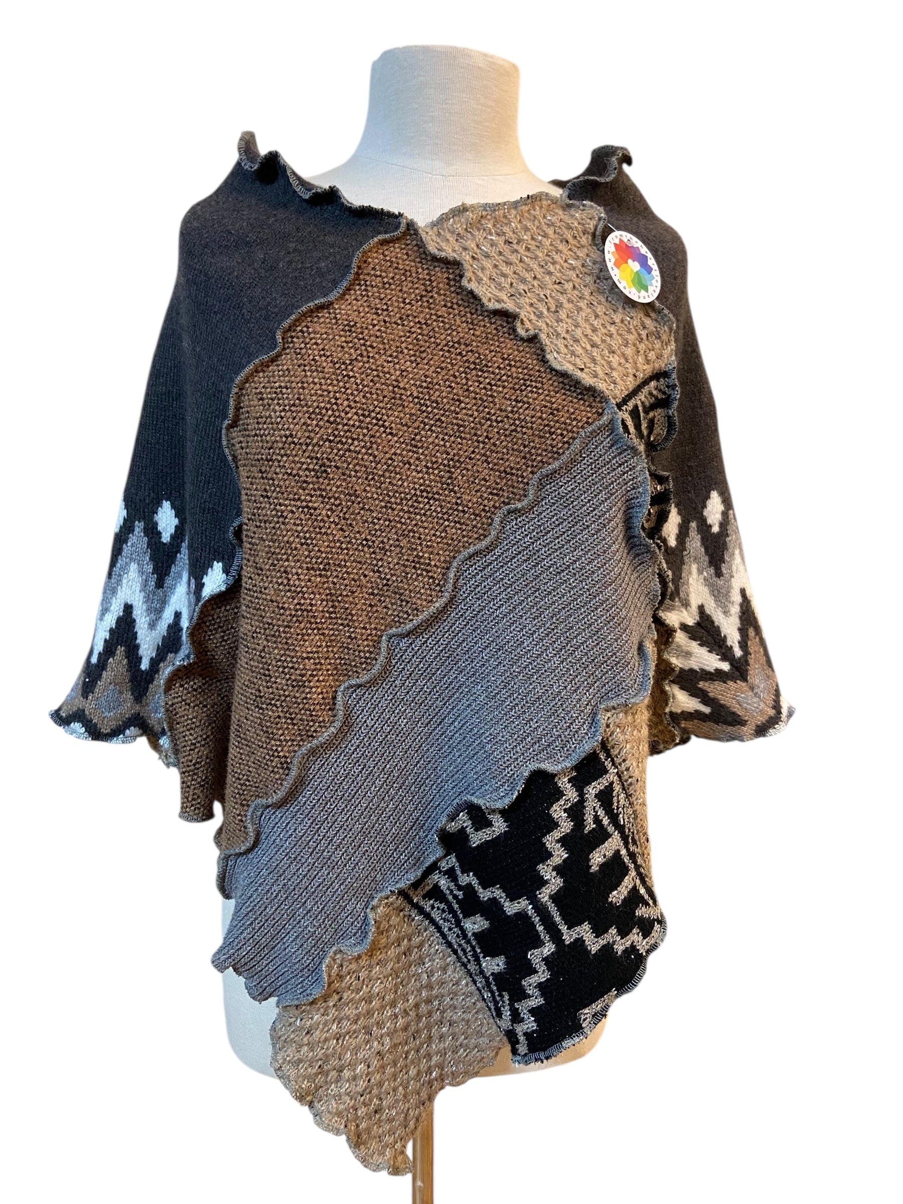 One Size Earth Tone Poncho image 0