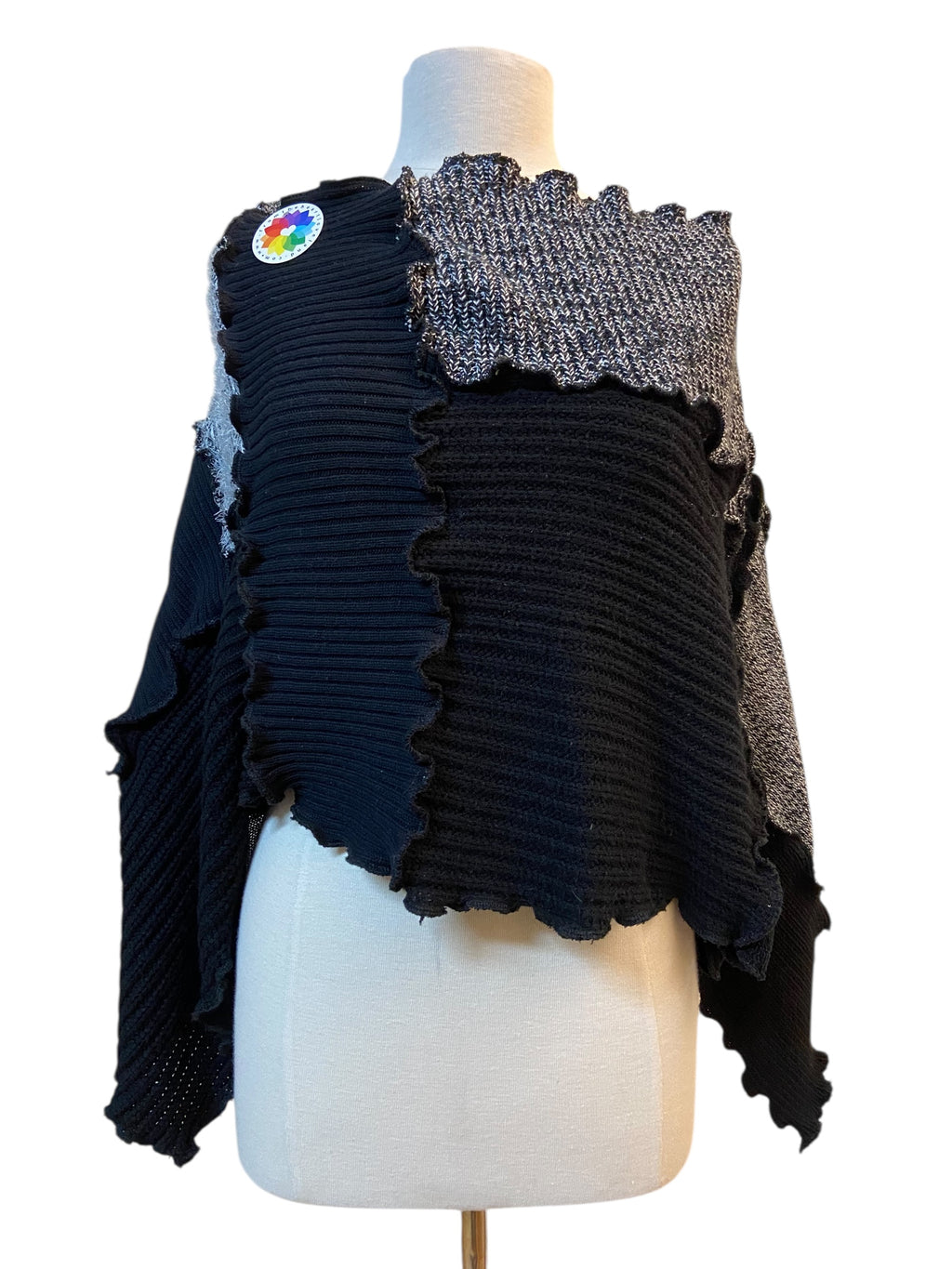 Black and White One Size Poncho image 2