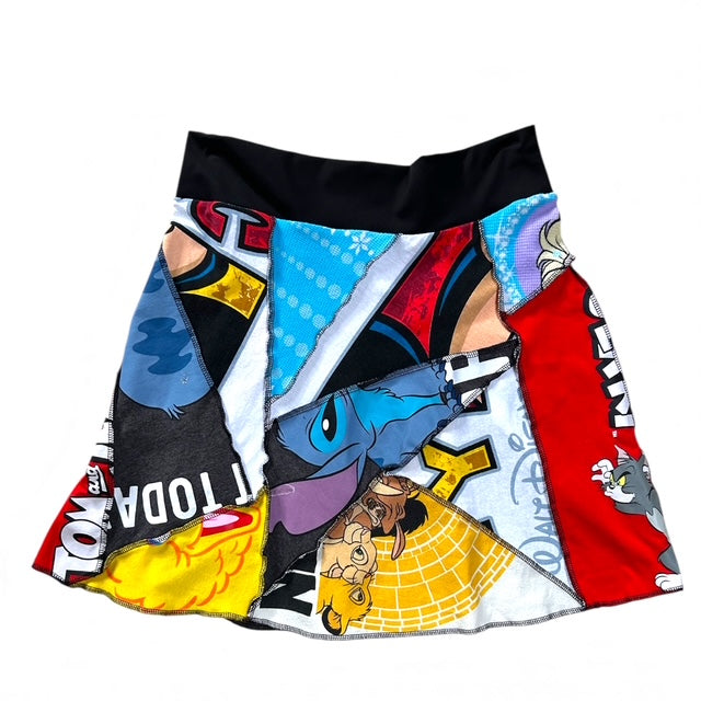 Size Small Upcycled Cartoon T-Shirt Skirt image 0