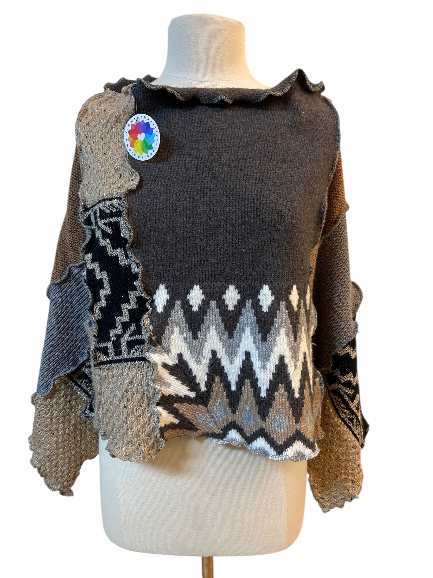 One Size Earth Tone Poncho image 2