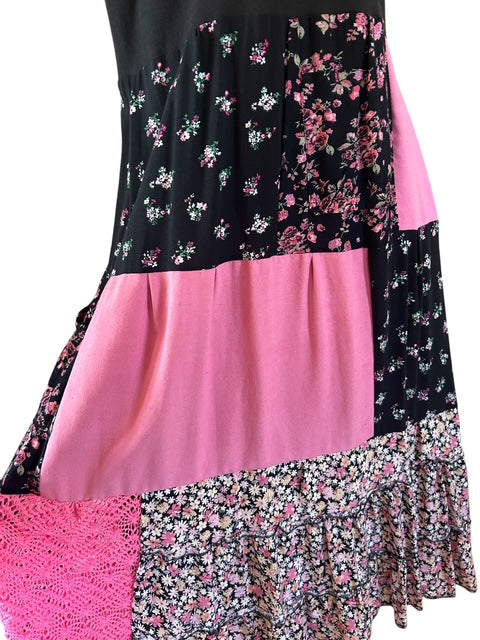 XL Pink and Black Patchwork Tank Dress image 5