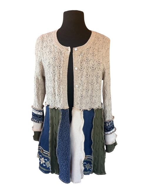 Size Large Patchwork Sweater Cardigan image 5