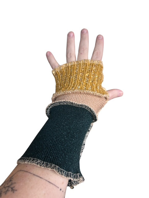 Sparkly Gold and Green Arm Warmers image 2