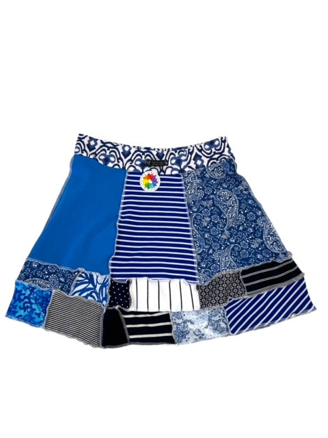 Eco-Friendly X-Large Blue Patchwork Skirt with Unique Design image 4