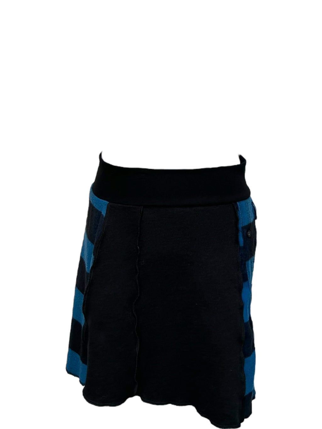 Size Large Upcycled Black and Blue Flannel Skirt image 3