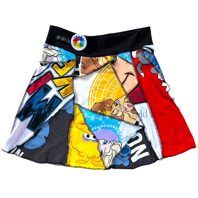 Size Small Upcycled Cartoon T-Shirt Skirt image 2