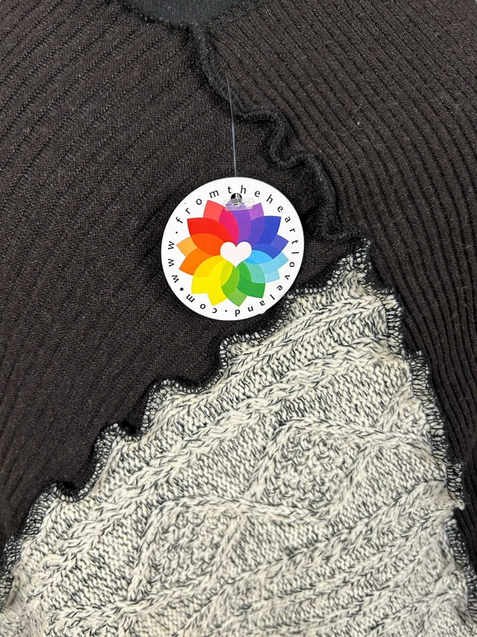 Eco-Friendly Black and White Sweater Poncho image 4