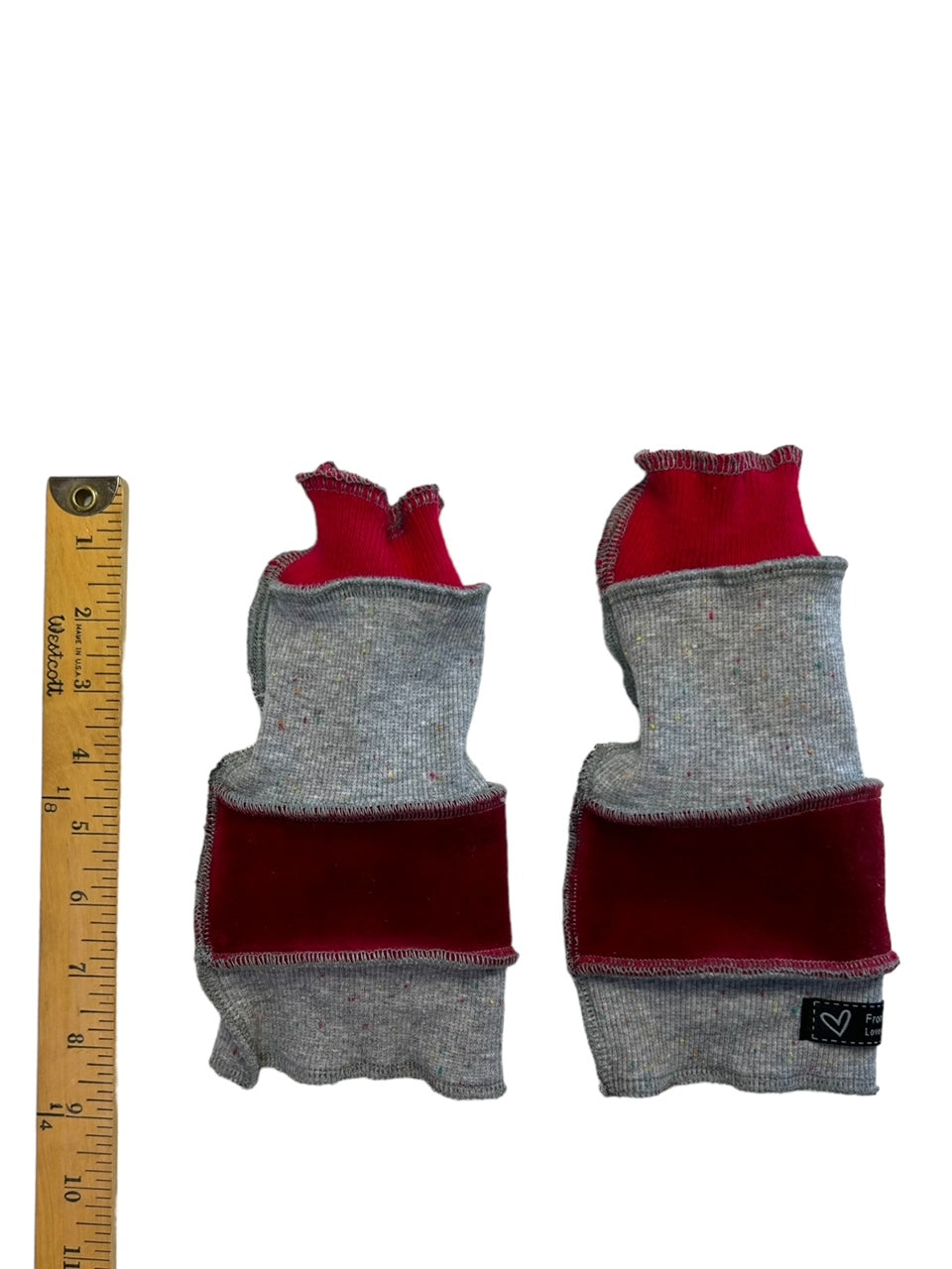 Orange and Gray Fingerless Gloves image 3