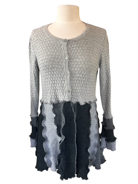 Women's Size Large Gray Patchwork Cardigan image 1