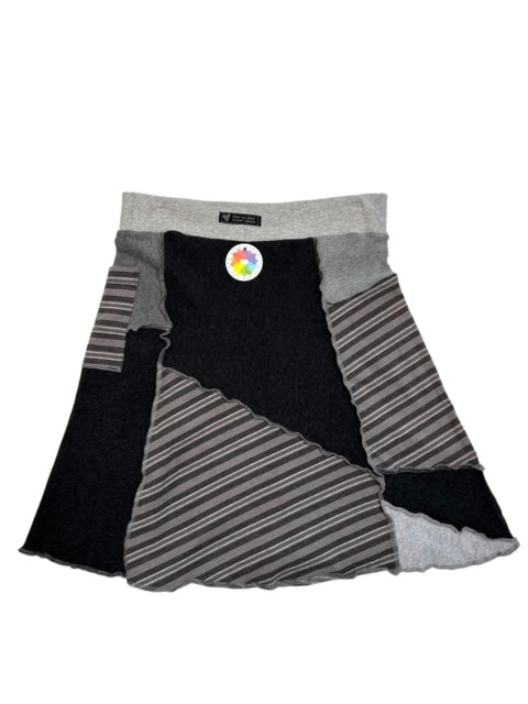 Gray Patchwork Upcycled Skirt - Small Size image 4