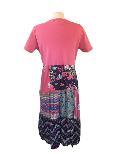 Size Large Patchwork V-Neck Dress image 2