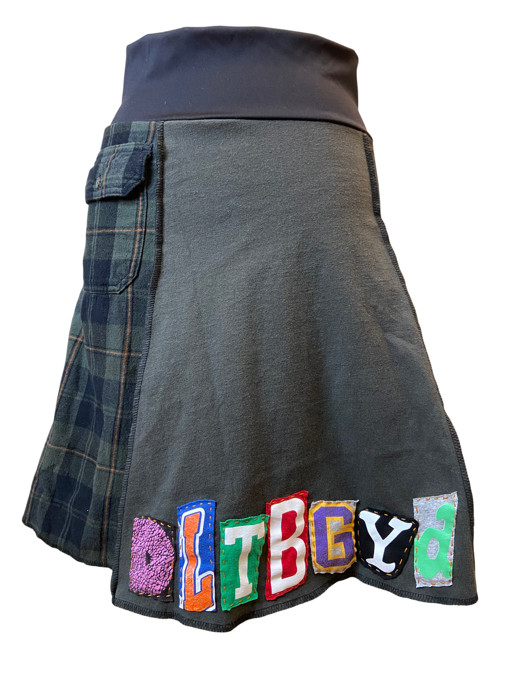 Upcycled Carhartt & Flannel Skirt – “DLTBGYD” – Size Small image 5