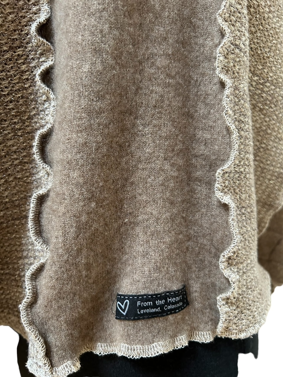 One Size Tan Poncho with Silver Accents image 4
