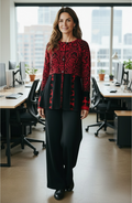 Size XXL/1X Red & Black Patchwork Sweater image 0