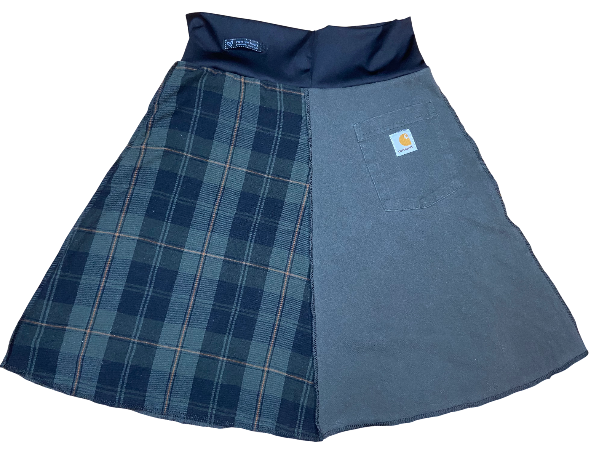 Upcycled Carhartt & Flannel Skirt – “DLTBGYD” – Size Small image 3