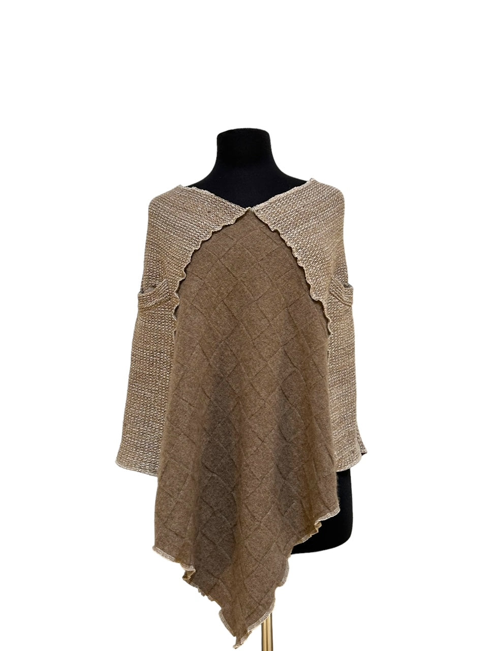 One Size Tan Poncho with Silver Accents image 0