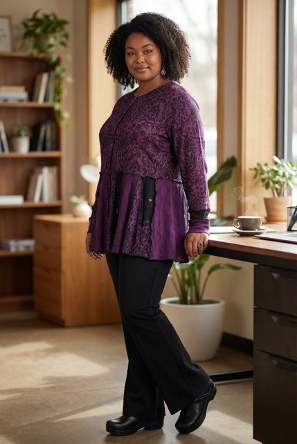 Size Large Purple and Black Patchwork Cardigan image 0