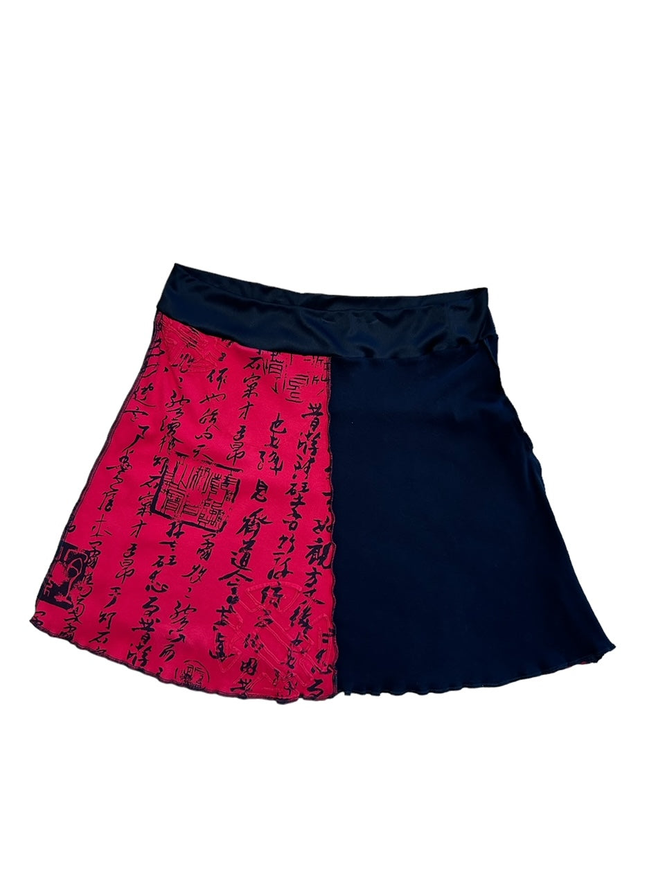Upcycled Red and Black T-Shirt Skirt - XXL Size image 1