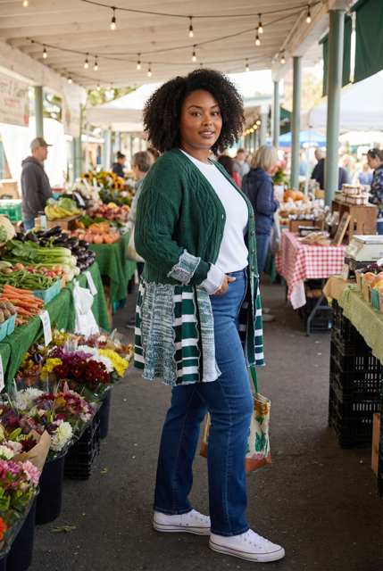Size 1X Green & White Upcycled Patchwork Sweater image 0