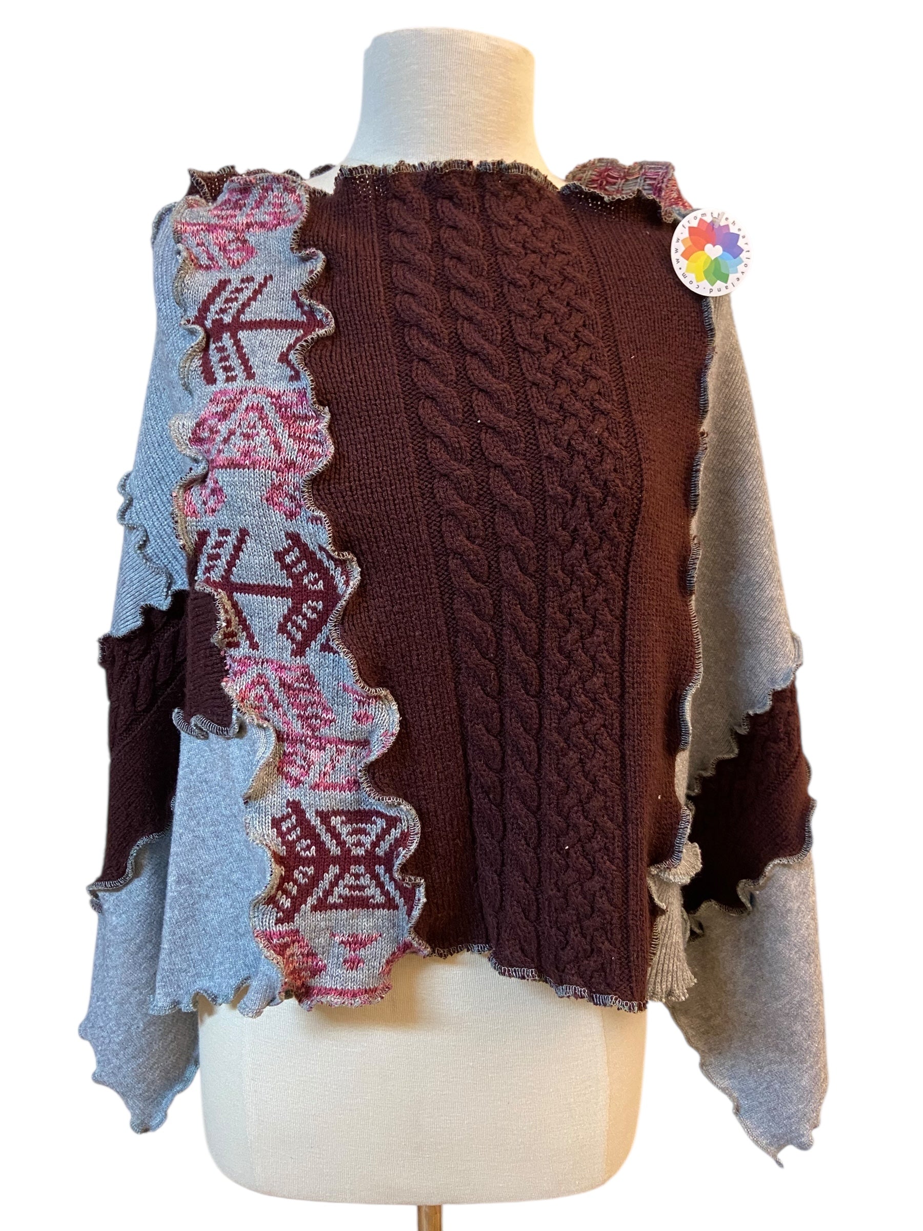 One Size Maroon Grey Poncho image 3