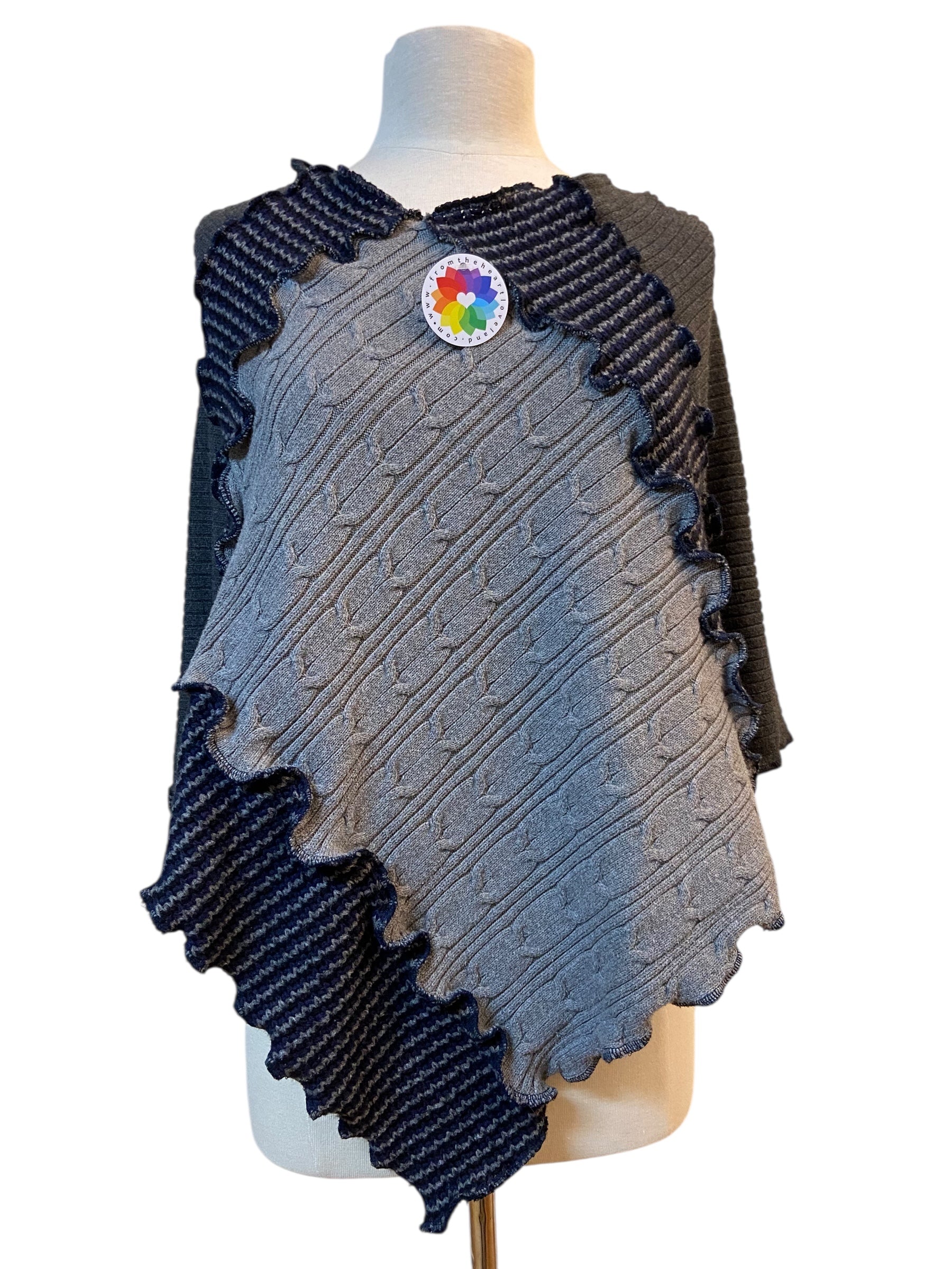 Navy Blue and Gray Poncho image 0