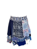 Eco-Friendly X-Large Blue Patchwork Skirt with Unique Design image 0