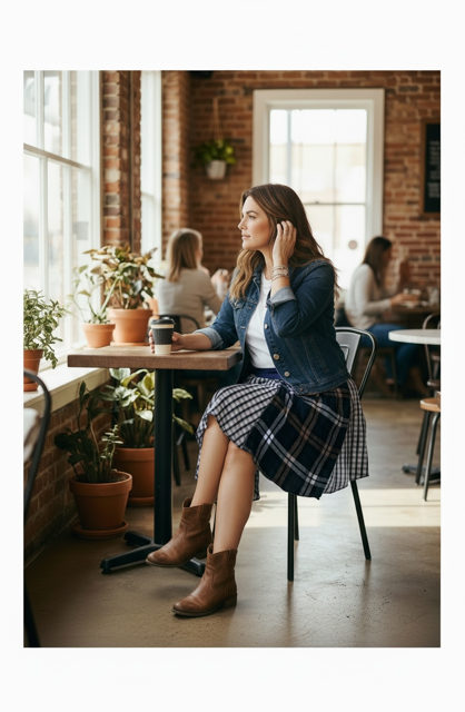 Size Large Blue Plaid Skirt with Pockets image 8