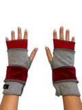 Orange and Gray Fingerless Gloves image 0