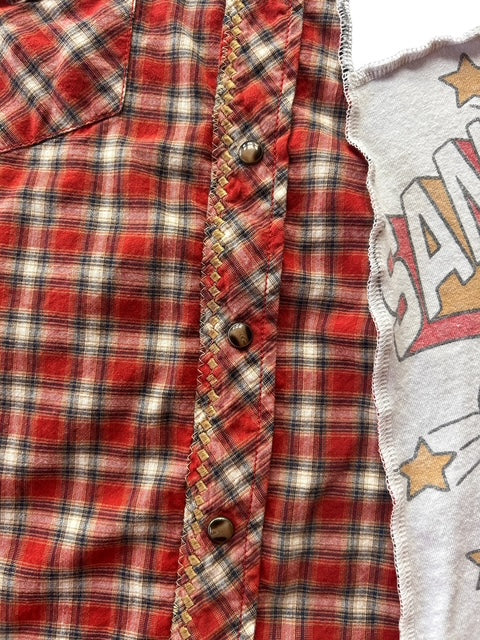 Upcycled Plaid Snoopy T-Shirt Skirt with a Pocket image 6