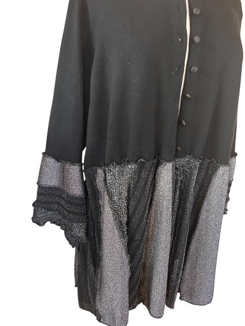 Size 1X Black & Silver Patchwork Cardigan image 2
