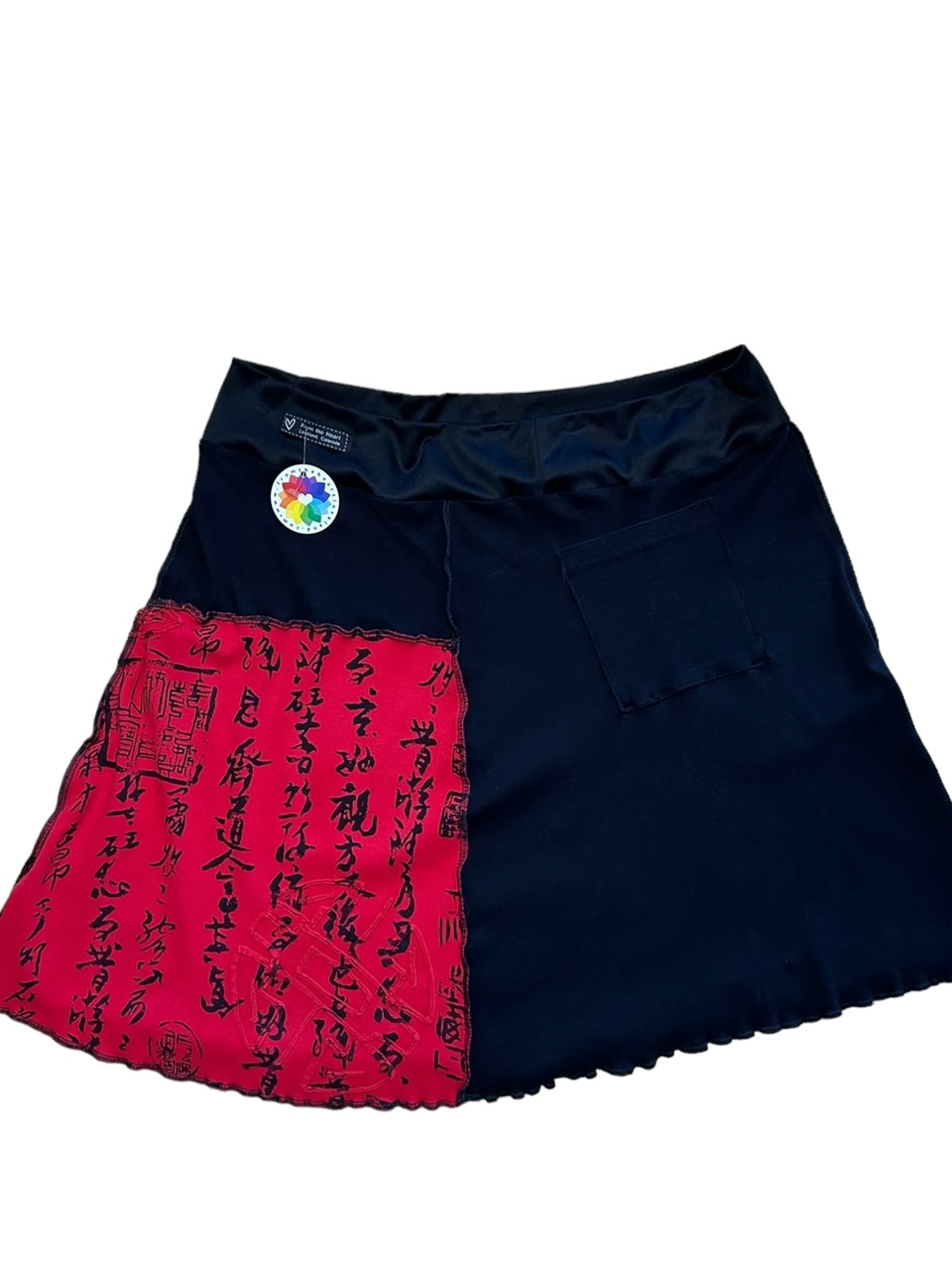 Upcycled Red and Black T-Shirt Skirt - XXL Size image 4