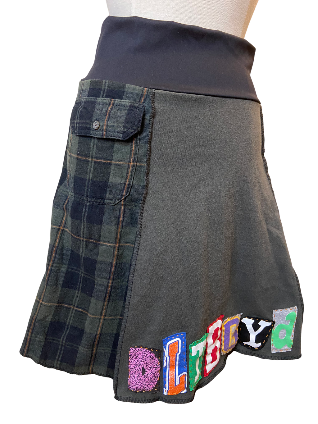 Upcycled Carhartt & Flannel Skirt – “DLTBGYD” – Size Small image 7