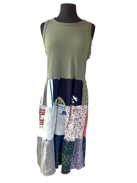 Size XXL Green Patchwork Sundress image 1
