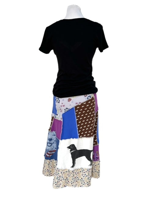 Small Upcycled Patchwork Skirt - Puppy Theme image 3