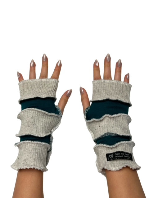 Blue and Gray Fingerless Gloves/Arm Warmers image 0