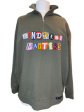 Kindness Matters Olive Green 1/4 Zip Pullover - Size Large image 0