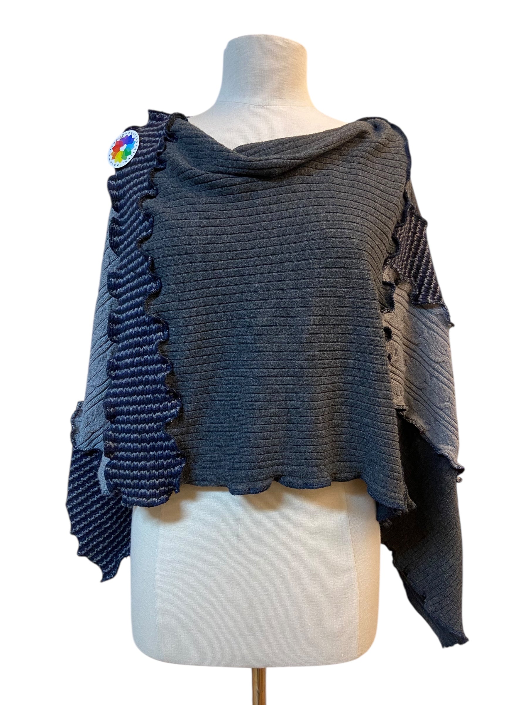 Navy Blue and Gray Poncho image 3