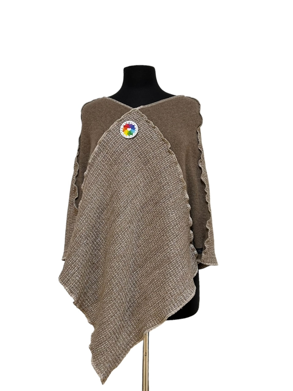 One Size Tan Poncho with Silver Accents image 2