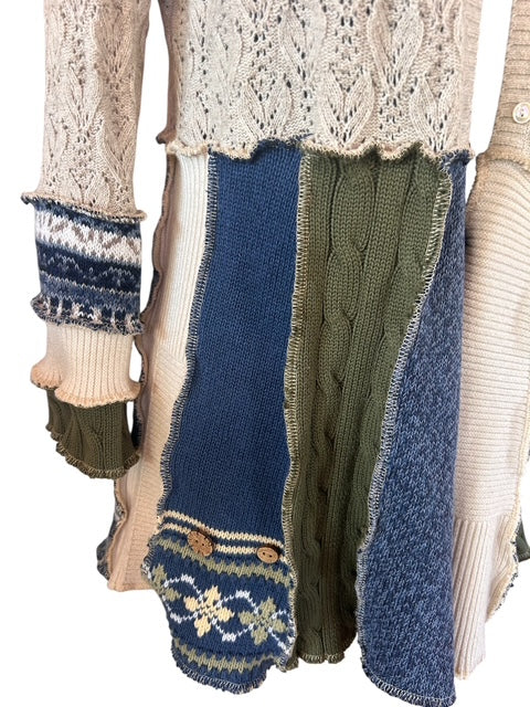 Size Large Patchwork Sweater Cardigan image 3