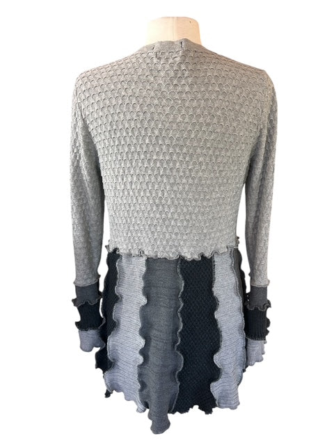 Women's Size Large Gray Patchwork Cardigan image 4