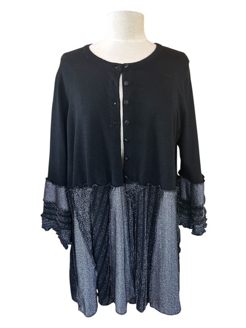 Size 1X Black & Silver Patchwork Cardigan image 4