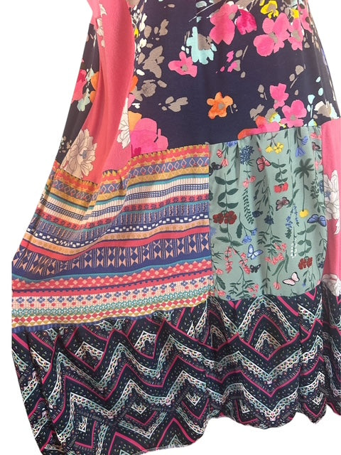 Size Large Patchwork V-Neck Dress image 5