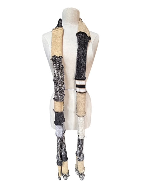Sparkly Gold and Black Upcycled Patchwork Sweater Scarf image 2
