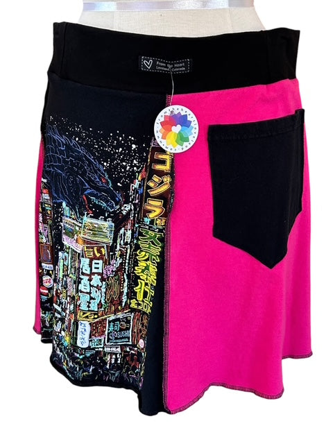 Size X-large Pink and Black T-shirt Skirt with a Pocket image 1