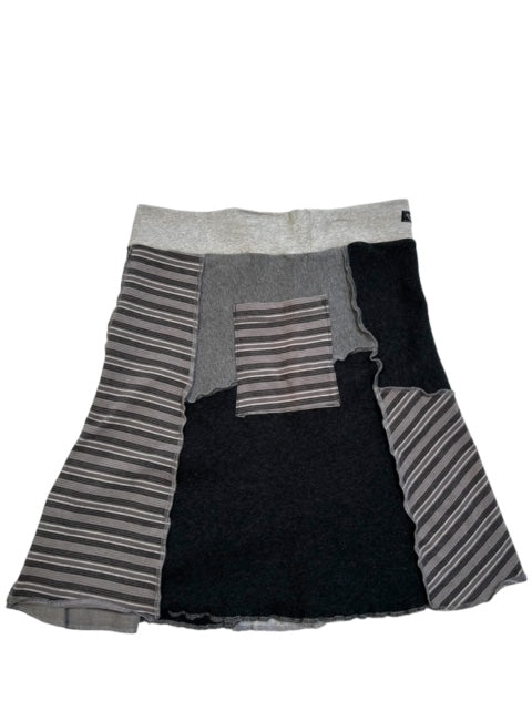 Gray Patchwork Upcycled Skirt - Small Size image 7