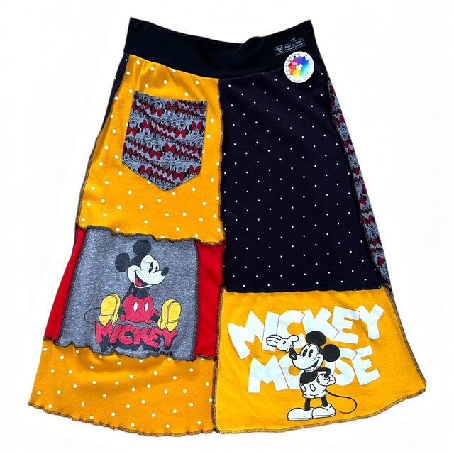 Size Small Mickey & Minnie Mouse Disney Upcycled T-Shirt Skirt with a Pocket image 0