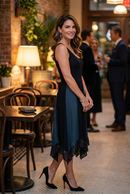 Size small black and teal tank dress image 1
