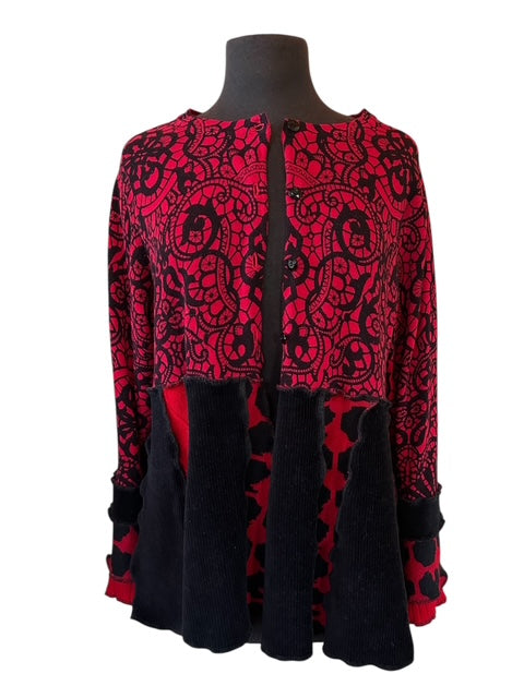 Size XXL/1X Red & Black Patchwork Sweater image 3